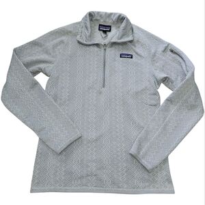 Patagonia Gray Women Better Sweater Frozen Jacquard Salt 1/4 Zip Sz. M